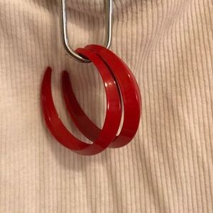 Red Hoop Earrings